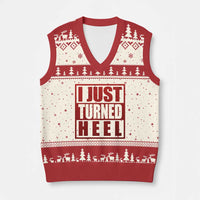 I Just Turned Heel V-Neck Knit Sweater Vest Pro Wrestling Retro Distressed - Wonder Print Shop