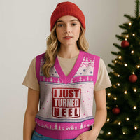 I Just Turned Heel V-Neck Knit Sweater Vest Pro Wrestling Retro Distressed - Wonder Print Shop