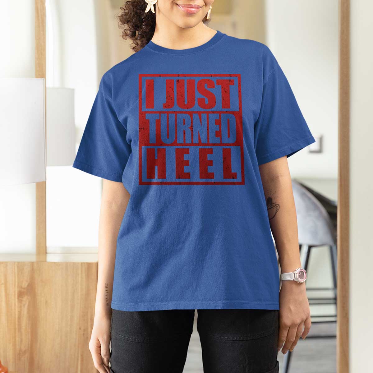 I Just Turned Heel T Shirt For Women Pro Wrestling Retro Distressed - Wonder Print Shop