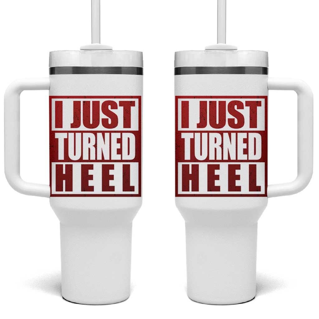 I Just Turned Heel Tumbler With Handle Pro Wrestling Retro Distressed - Wonder Print Shop