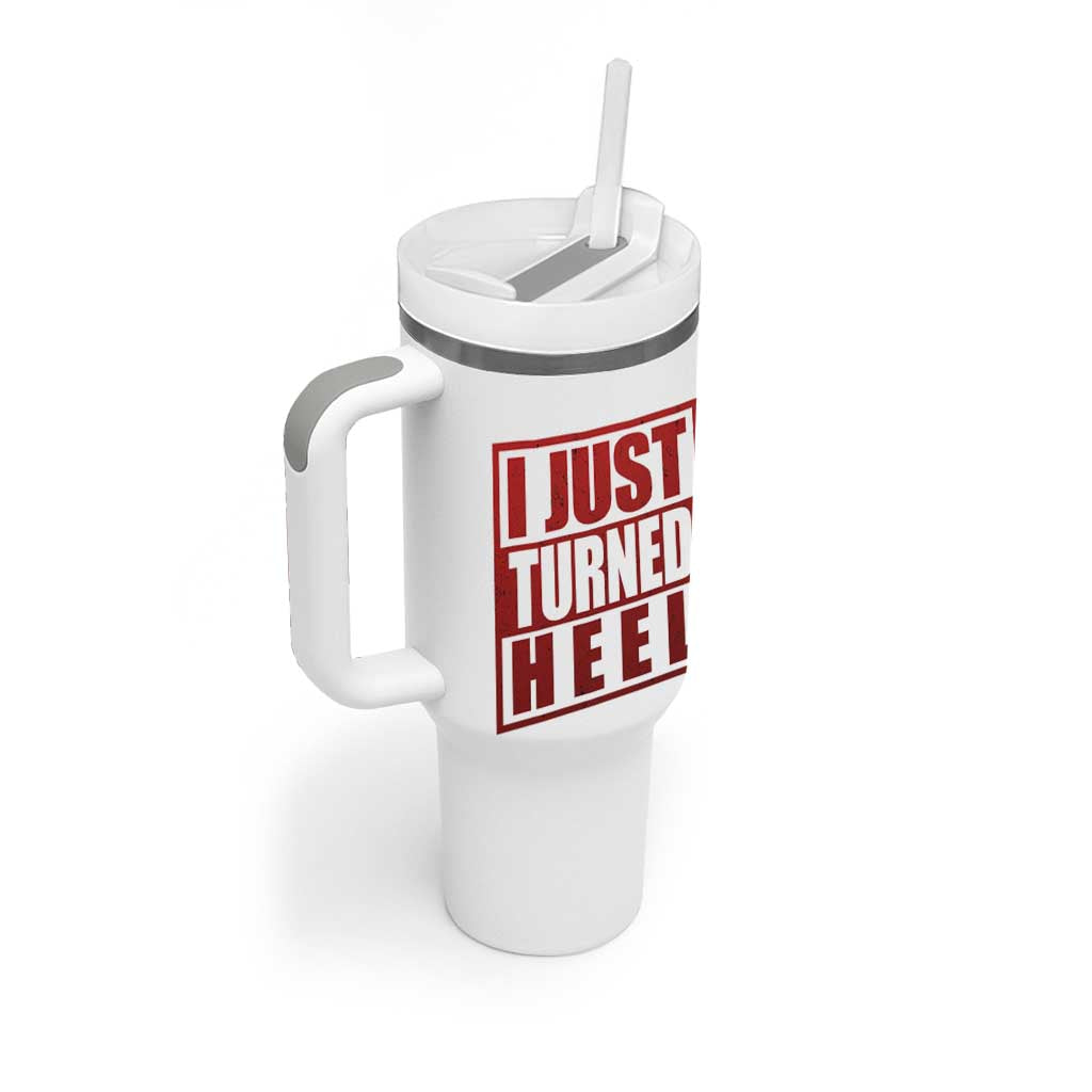 I Just Turned Heel Tumbler With Handle Pro Wrestling Retro Distressed - Wonder Print Shop