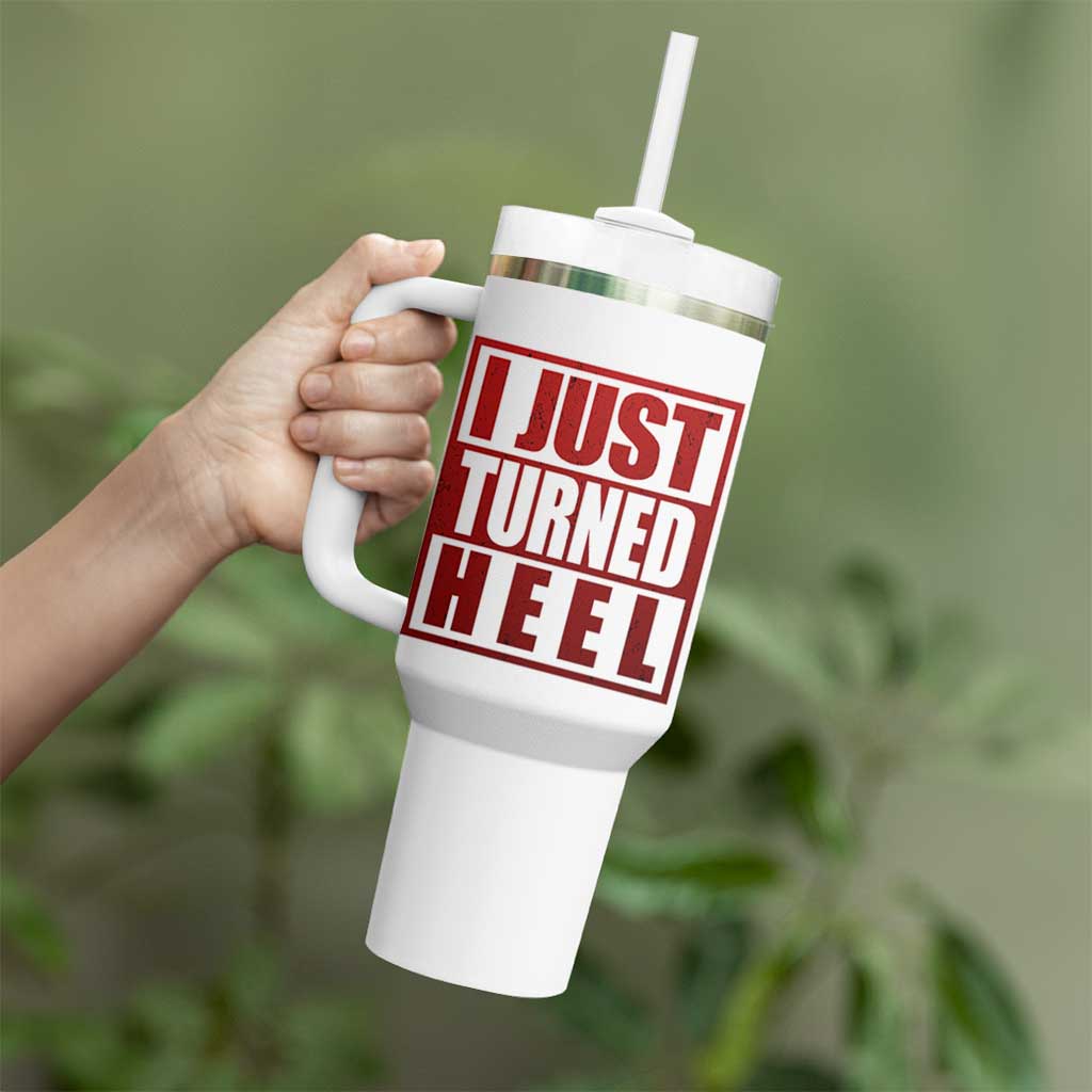 I Just Turned Heel Tumbler With Handle Pro Wrestling Retro Distressed - Wonder Print Shop