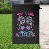 Just A Girl Who Loves Wrestling Garden Flag Funny Wrestle Lover Wrestler Messy Bun - Wonder Print Shop