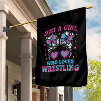 Just A Girl Who Loves Wrestling Garden Flag Funny Wrestle Lover Wrestler Messy Bun - Wonder Print Shop