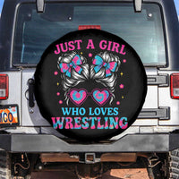 Just A Girl Who Loves Wrestling Spare Tire Cover Funny Wrestle Lover Wrestler Messy Bun - Wonder Print Shop