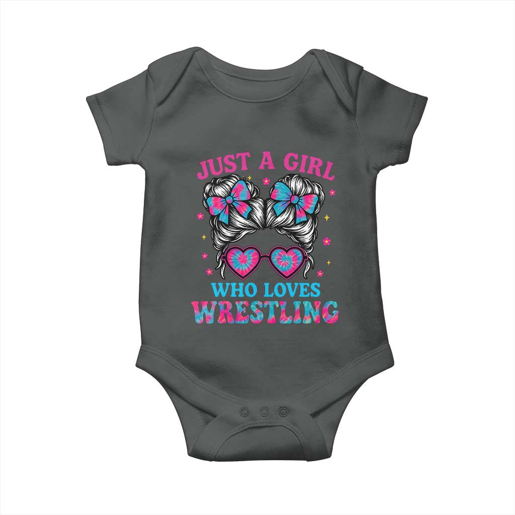 Just A Girl Who Loves Wrestling Baby Onesie Funny Wrestle Lover Wrestler Messy Bun - Wonder Print Shop