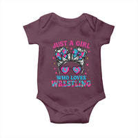 Just A Girl Who Loves Wrestling Baby Onesie Funny Wrestle Lover Wrestler Messy Bun - Wonder Print Shop