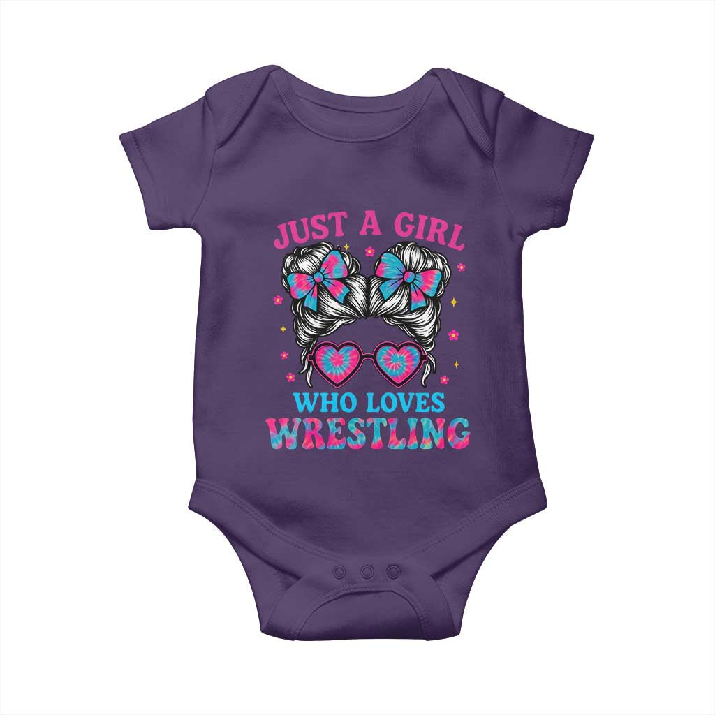 Just A Girl Who Loves Wrestling Baby Onesie Funny Wrestle Lover Wrestler Messy Bun - Wonder Print Shop