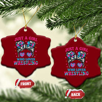 Just A Girl Who Loves Wrestling Ceramic Ornament Funny Wrestle Lover Wrestler Messy Bun - Wonder Print Shop