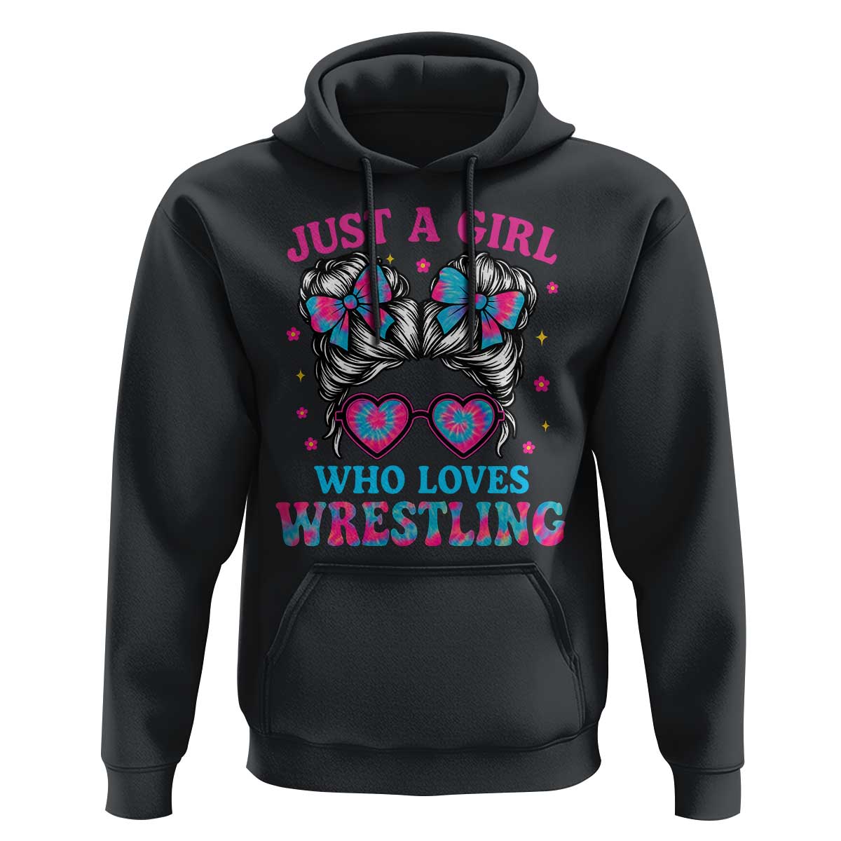 Just A Girl Who Loves Wrestling Hoodie Funny Wrestle Lover Wrestler Messy Bun - Wonder Print Shop