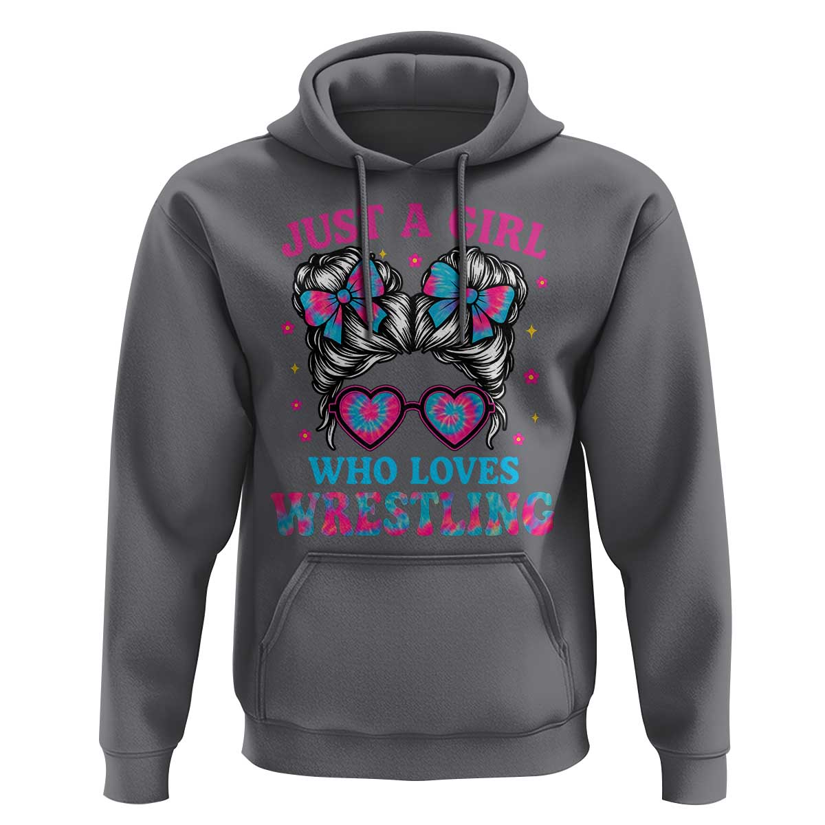 Just A Girl Who Loves Wrestling Hoodie Funny Wrestle Lover Wrestler Messy Bun - Wonder Print Shop