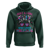 Just A Girl Who Loves Wrestling Hoodie Funny Wrestle Lover Wrestler Messy Bun - Wonder Print Shop