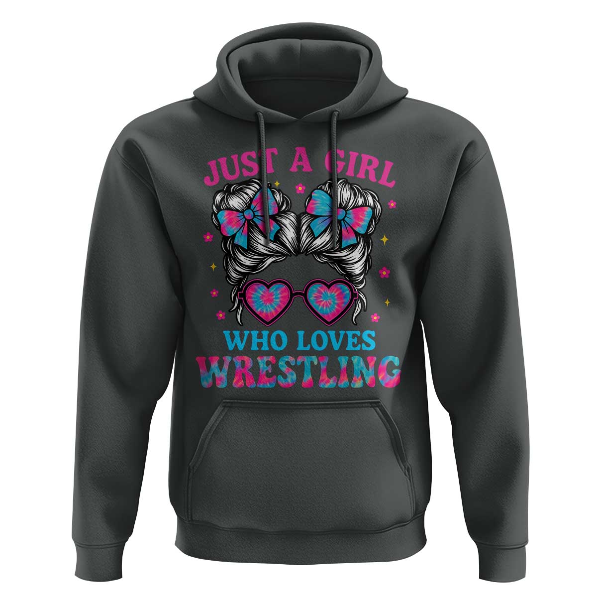 Just A Girl Who Loves Wrestling Hoodie Funny Wrestle Lover Wrestler Messy Bun - Wonder Print Shop