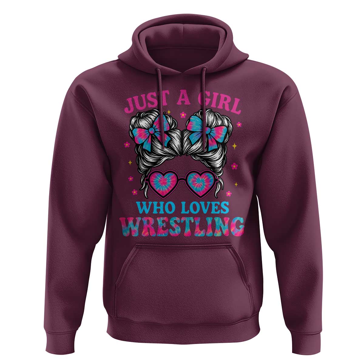 Just A Girl Who Loves Wrestling Hoodie Funny Wrestle Lover Wrestler Messy Bun - Wonder Print Shop