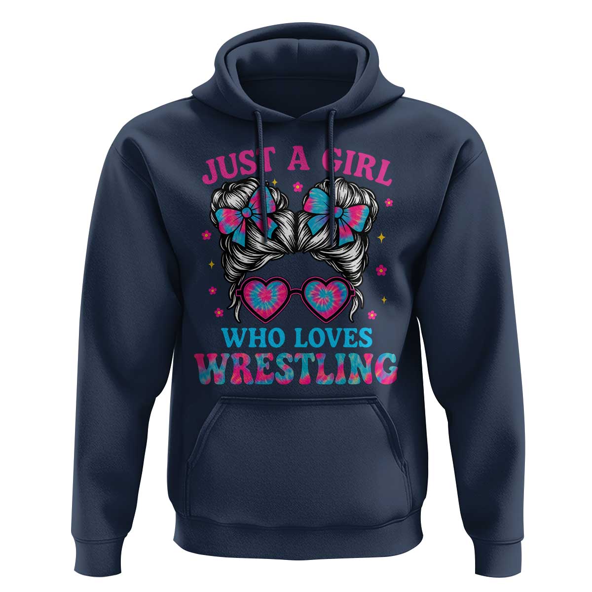 Just A Girl Who Loves Wrestling Hoodie Funny Wrestle Lover Wrestler Messy Bun - Wonder Print Shop