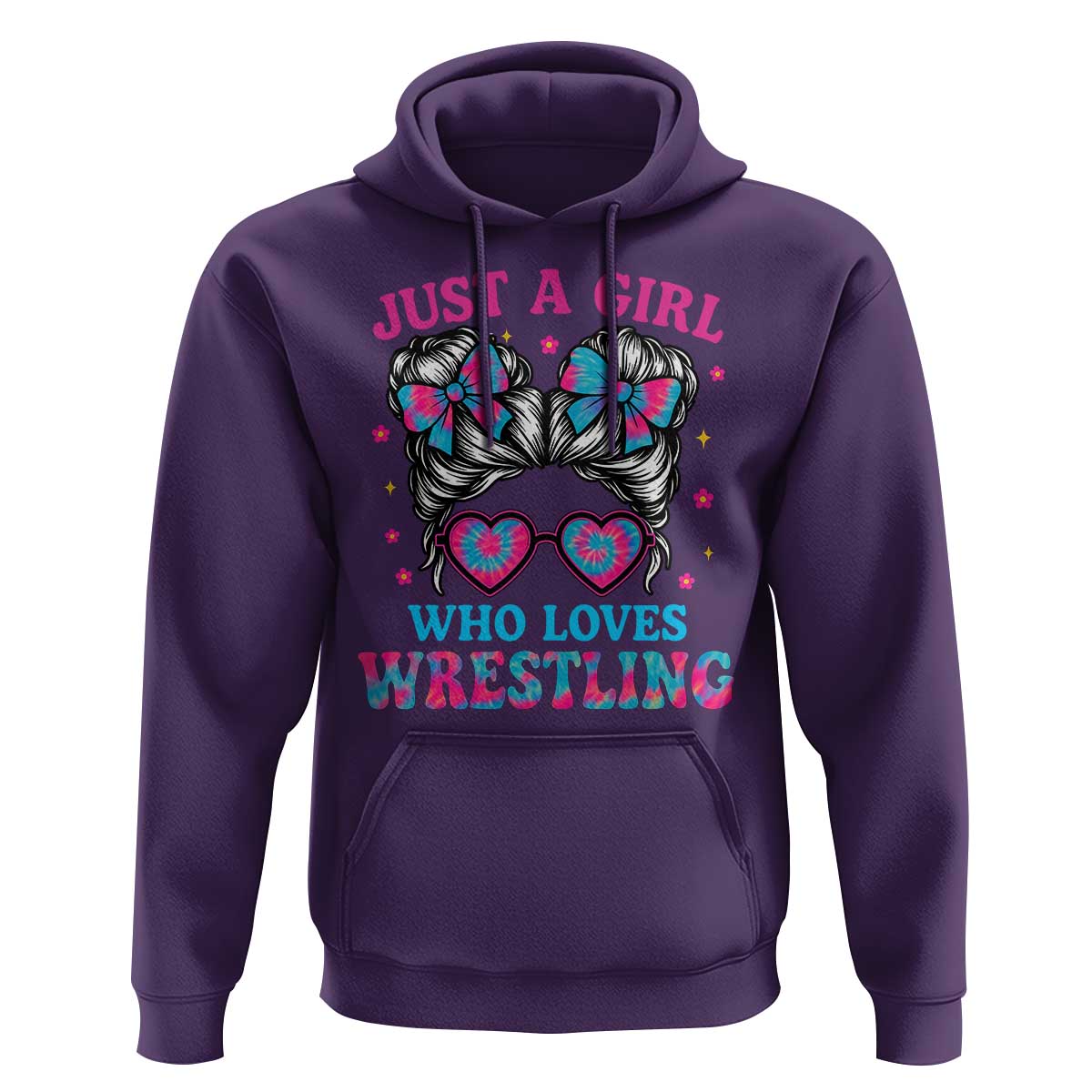 Just A Girl Who Loves Wrestling Hoodie Funny Wrestle Lover Wrestler Messy Bun - Wonder Print Shop