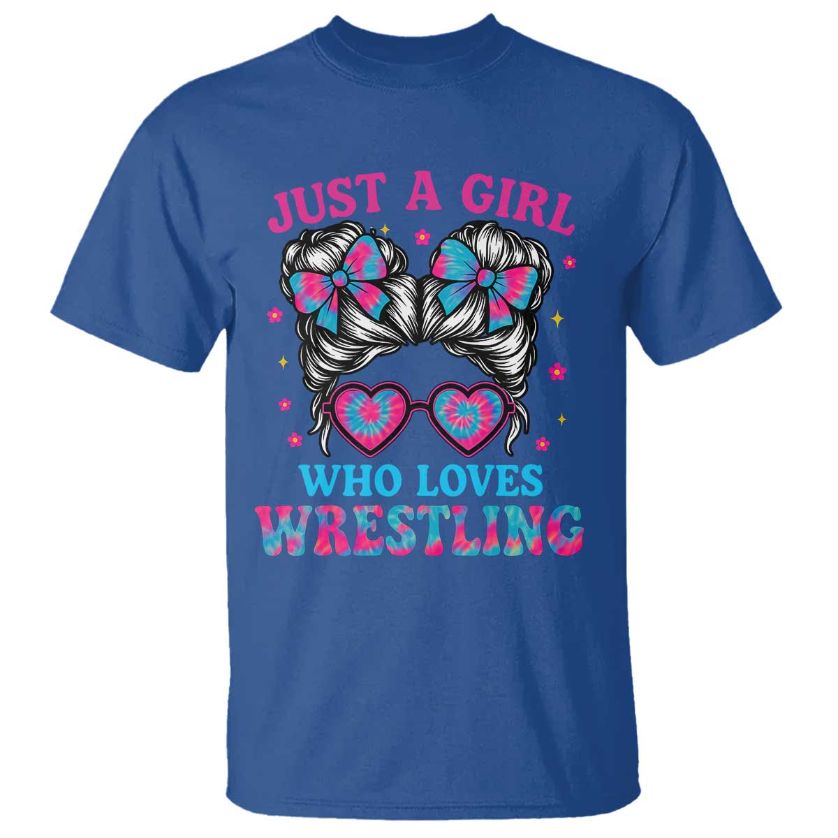Just A Girl Who Loves Wrestling T Shirt Funny Wrestle Lover Wrestler Messy Bun - Wonder Print Shop
