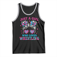 Just A Girl Who Loves Wrestling Tank Top Funny Wrestle Lover Wrestler Messy Bun - Wonder Print Shop