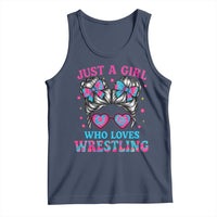 Just A Girl Who Loves Wrestling Tank Top Funny Wrestle Lover Wrestler Messy Bun - Wonder Print Shop