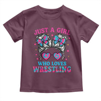 Just A Girl Who Loves Wrestling Toddler T Shirt Funny Wrestle Lover Wrestler Messy Bun - Wonder Print Shop