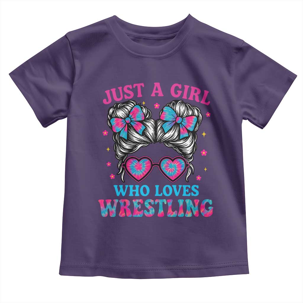 Just A Girl Who Loves Wrestling Toddler T Shirt Funny Wrestle Lover Wrestler Messy Bun - Wonder Print Shop