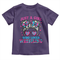 Just A Girl Who Loves Wrestling Toddler T Shirt Funny Wrestle Lover Wrestler Messy Bun - Wonder Print Shop