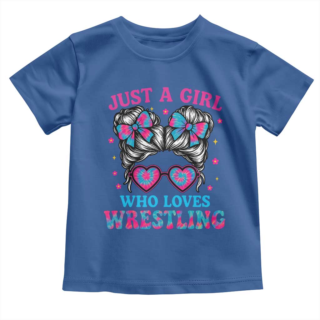 Just A Girl Who Loves Wrestling Toddler T Shirt Funny Wrestle Lover Wrestler Messy Bun - Wonder Print Shop