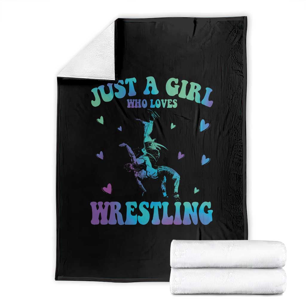 Just A Girl Who Loves Wrestling Throw Blanket Funny Wrestle Lover Wrestler - Wonder Print Shop
