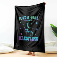 Just A Girl Who Loves Wrestling Throw Blanket Funny Wrestle Lover Wrestler - Wonder Print Shop