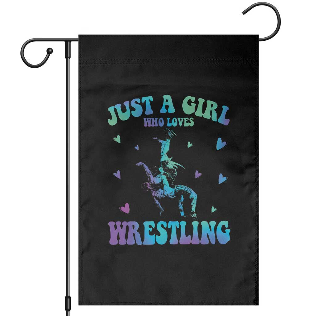 Just A Girl Who Loves Wrestling Garden Flag Funny Wrestle Lover Wrestler - Wonder Print Shop