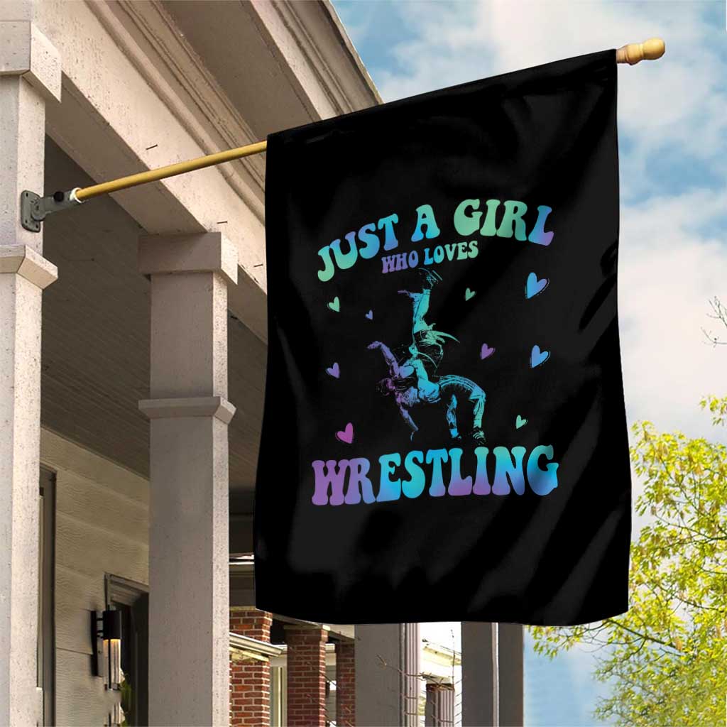 Just A Girl Who Loves Wrestling Garden Flag Funny Wrestle Lover Wrestler - Wonder Print Shop