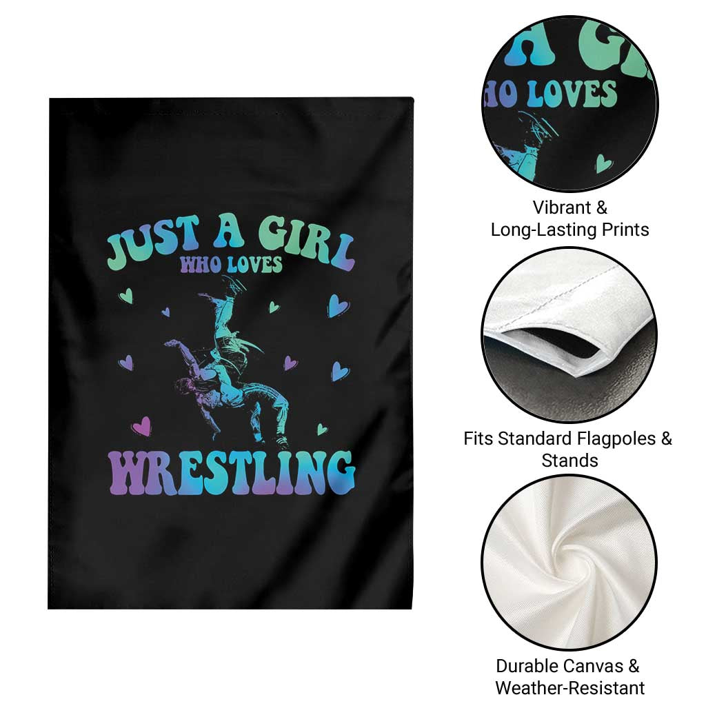 Just A Girl Who Loves Wrestling Garden Flag Funny Wrestle Lover Wrestler - Wonder Print Shop