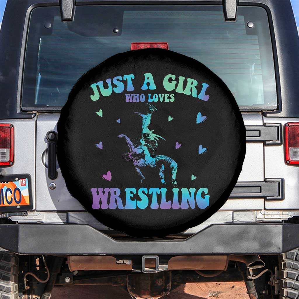Just A Girl Who Loves Wrestling Spare Tire Cover Funny Wrestle Lover Wrestler - Wonder Print Shop