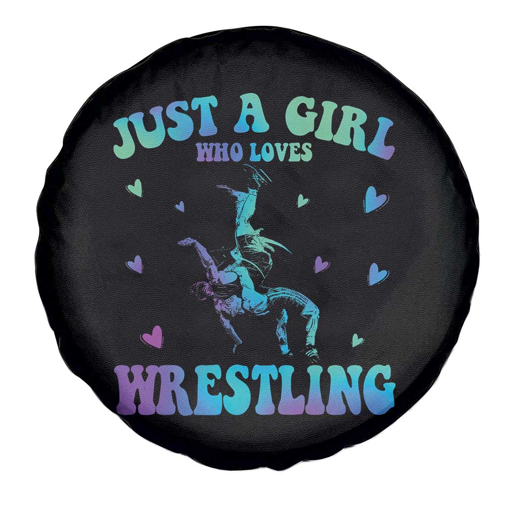 Just A Girl Who Loves Wrestling Spare Tire Cover Funny Wrestle Lover Wrestler - Wonder Print Shop