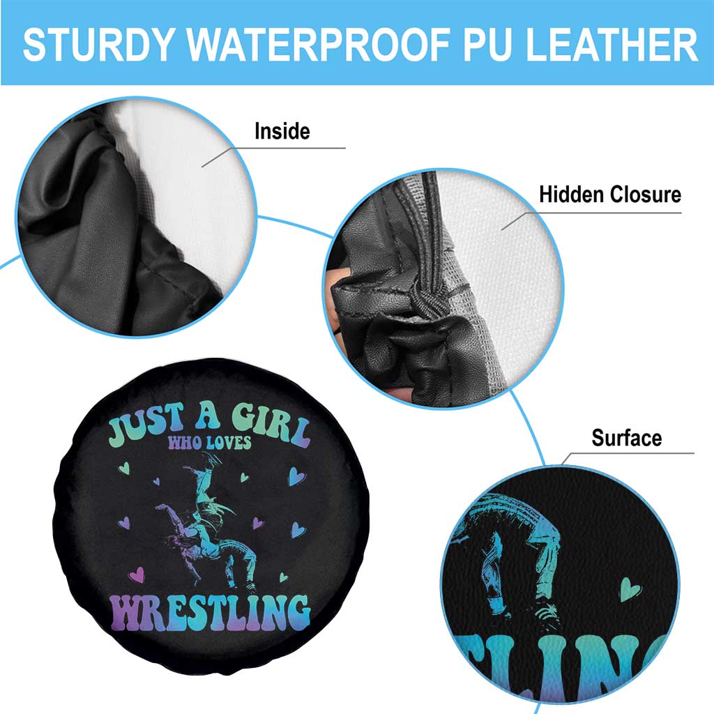 Just A Girl Who Loves Wrestling Spare Tire Cover Funny Wrestle Lover Wrestler - Wonder Print Shop