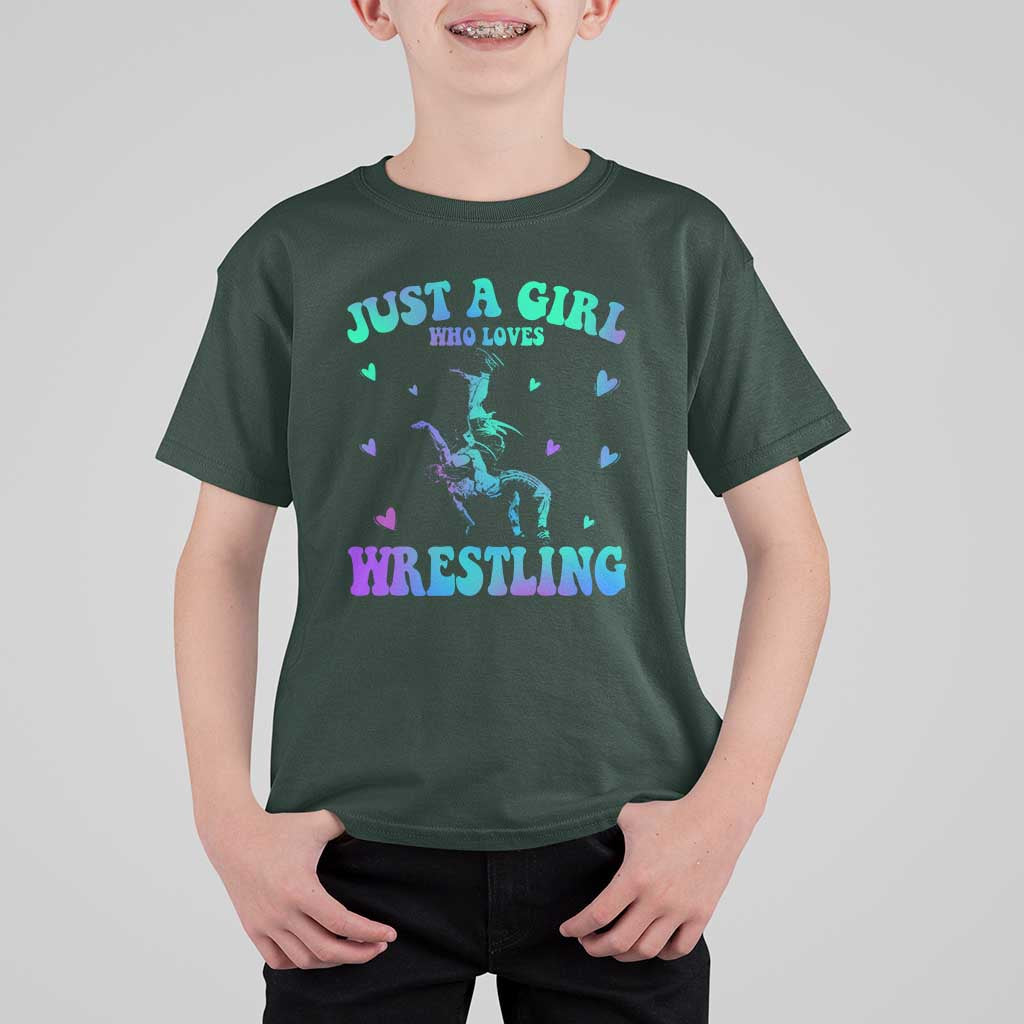 Just A Girl Who Loves Wrestling T Shirt For Kid Funny Wrestle Lover Wrestler - Wonder Print Shop