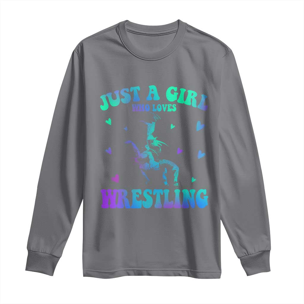 Just A Girl Who Loves Wrestling Long Sleeve Shirt Funny Wrestle Lover Wrestler - Wonder Print Shop