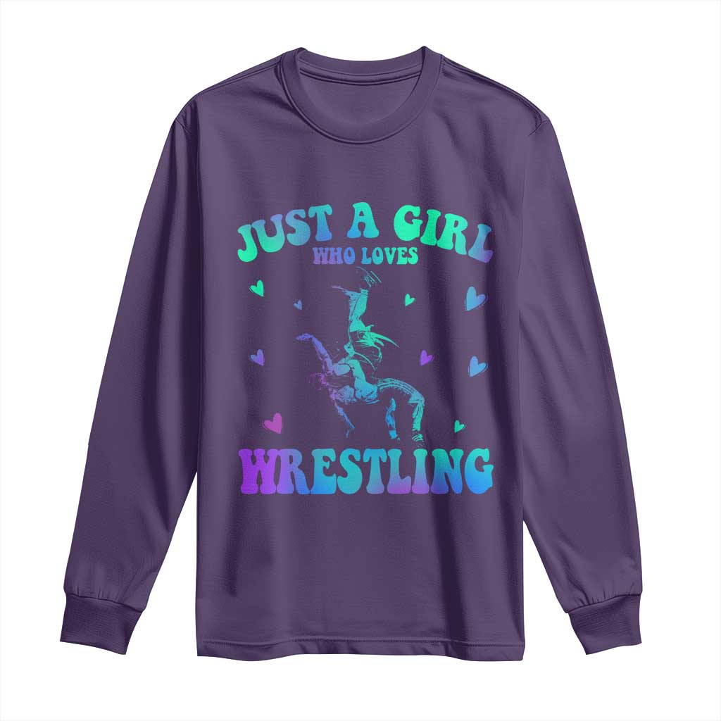 Just A Girl Who Loves Wrestling Long Sleeve Shirt Funny Wrestle Lover Wrestler - Wonder Print Shop