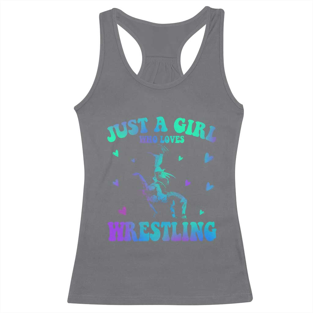 Just A Girl Who Loves Wrestling Racerback Tank Top Funny Wrestle Lover Wrestler - Wonder Print Shop