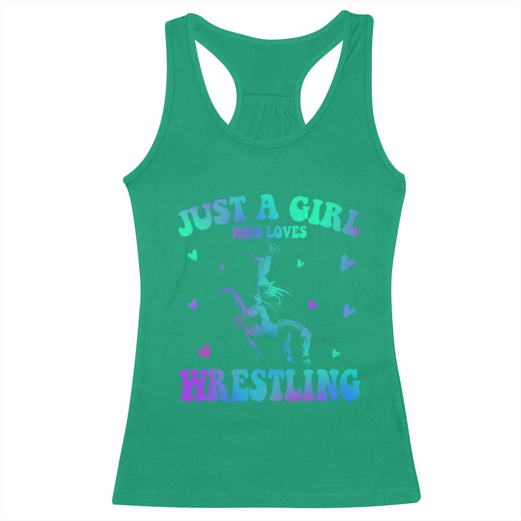 Just A Girl Who Loves Wrestling Racerback Tank Top Funny Wrestle Lover Wrestler - Wonder Print Shop