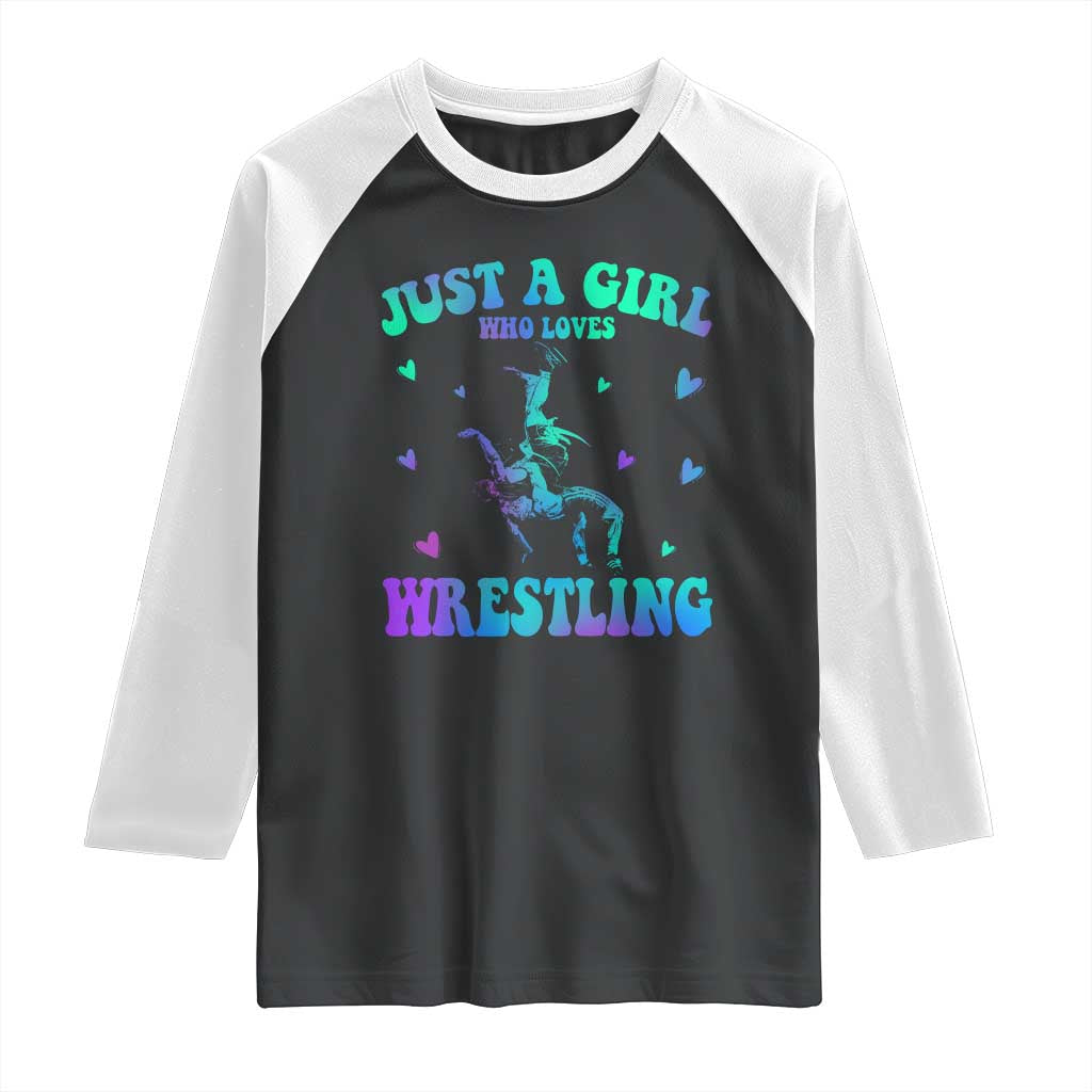 Just A Girl Who Loves Wrestling Raglan Shirt Funny Wrestle Lover Wrestler - Wonder Print Shop