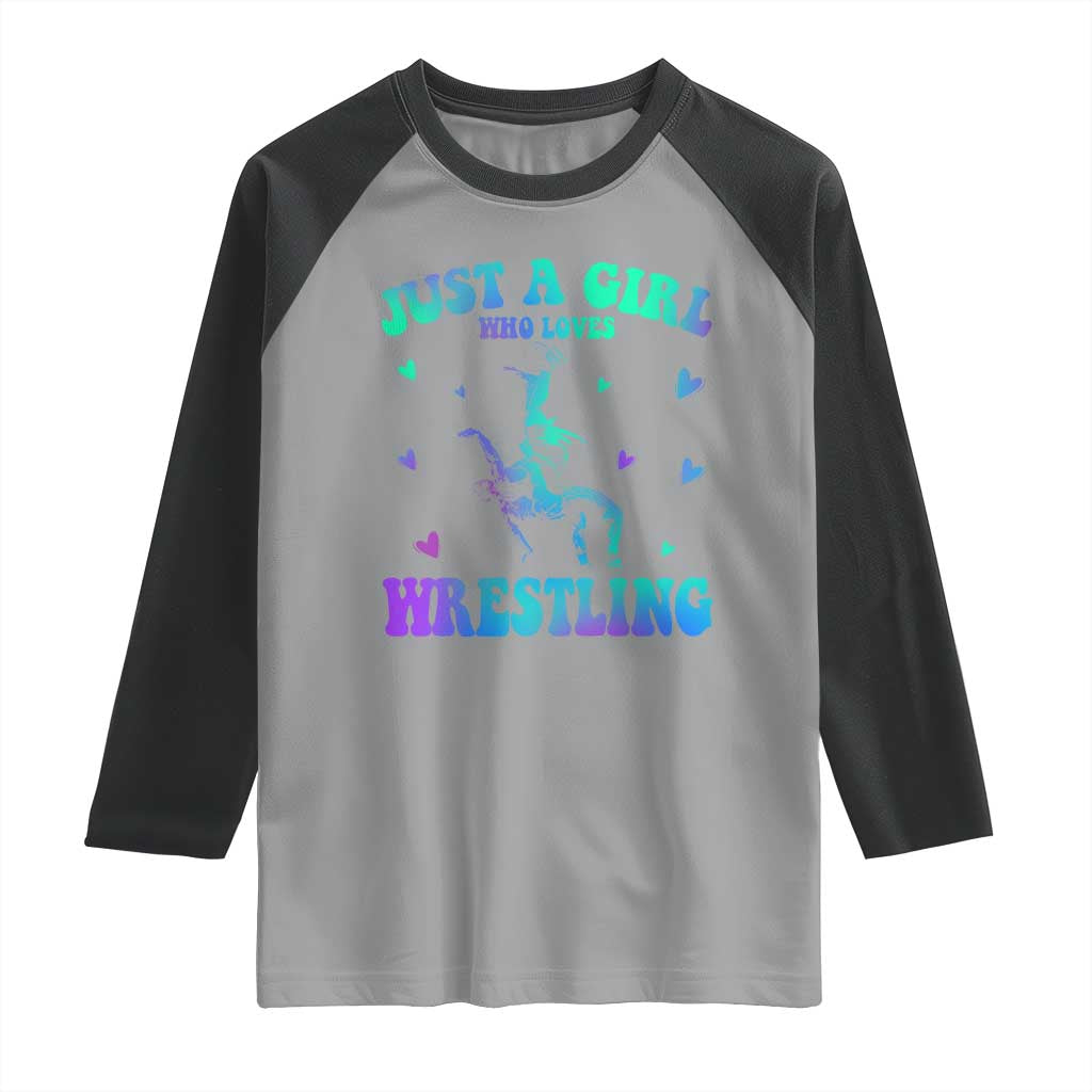 Just A Girl Who Loves Wrestling Raglan Shirt Funny Wrestle Lover Wrestler - Wonder Print Shop