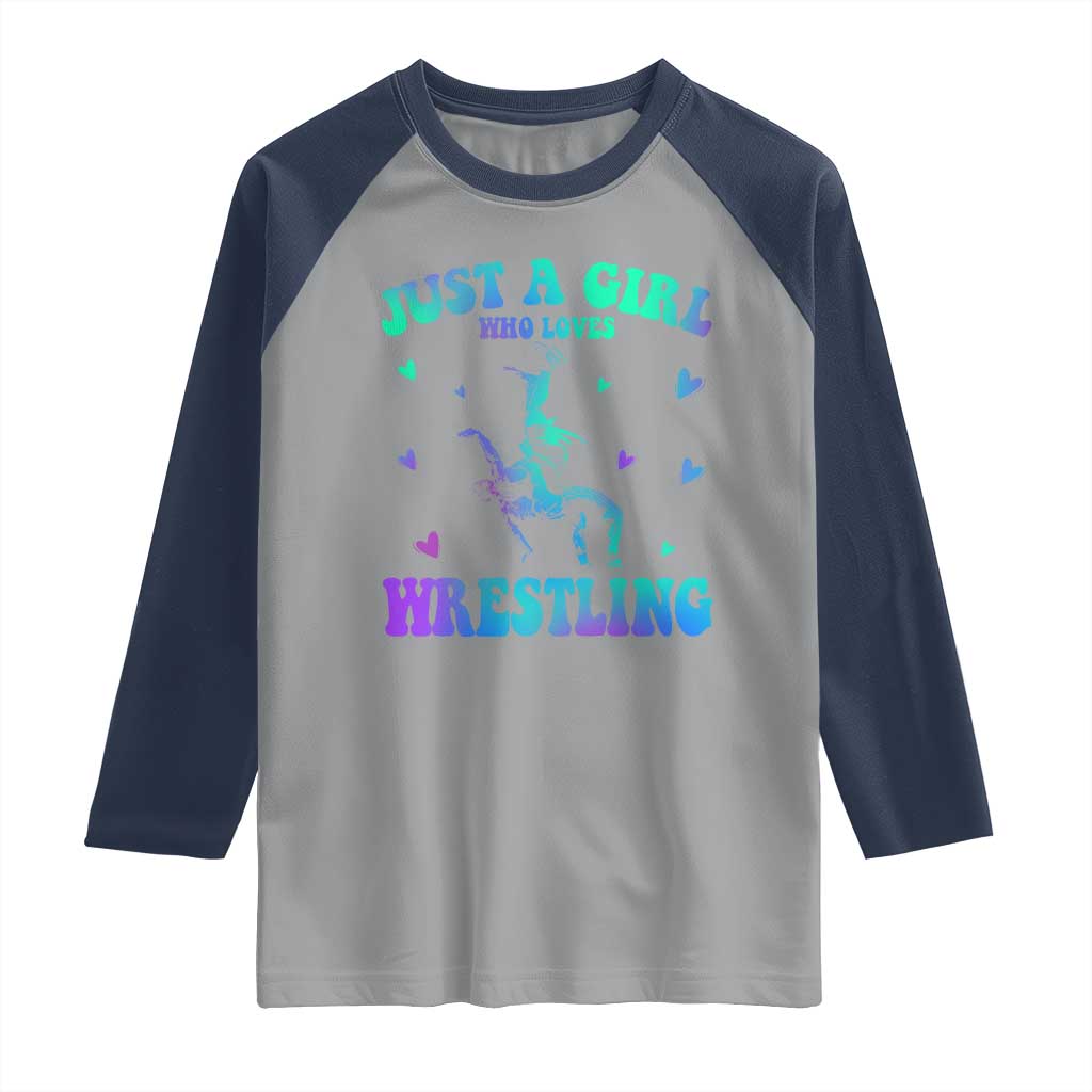 Just A Girl Who Loves Wrestling Raglan Shirt Funny Wrestle Lover Wrestler - Wonder Print Shop