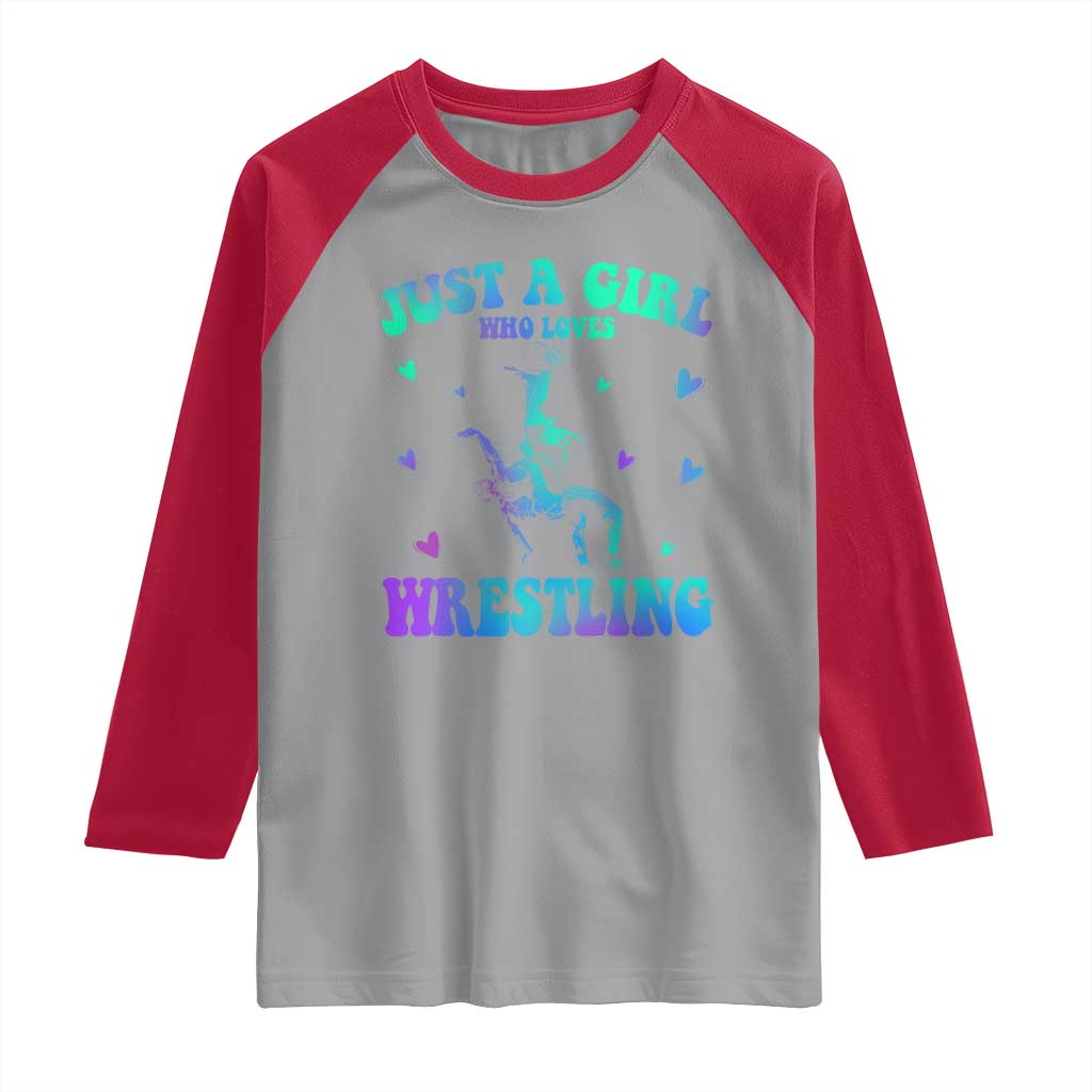 Just A Girl Who Loves Wrestling Raglan Shirt Funny Wrestle Lover Wrestler - Wonder Print Shop