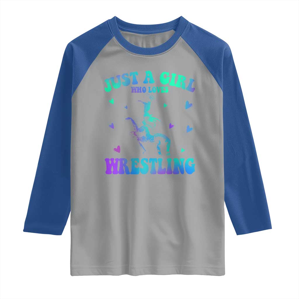 Just A Girl Who Loves Wrestling Raglan Shirt Funny Wrestle Lover Wrestler - Wonder Print Shop