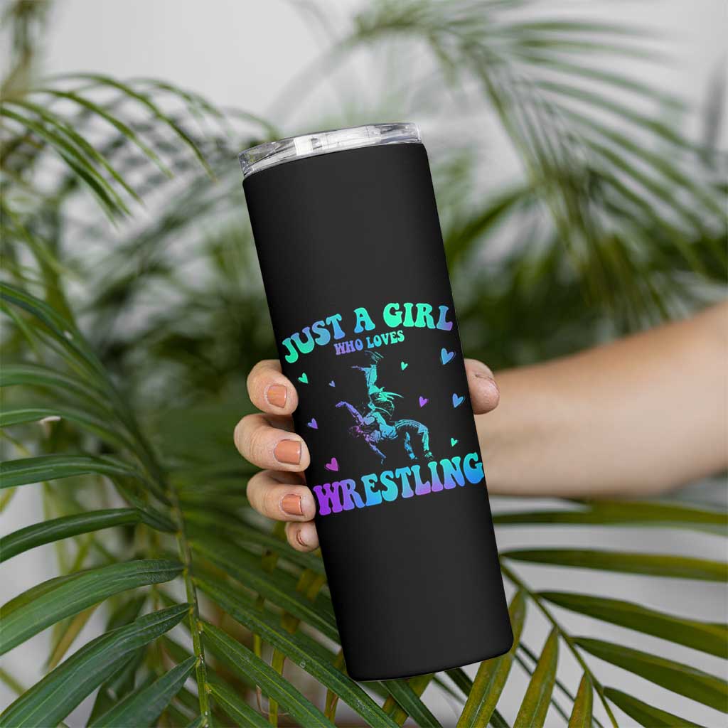 Just A Girl Who Loves Wrestling Skinny Tumbler Funny Wrestle Lover Wrestler - Wonder Print Shop