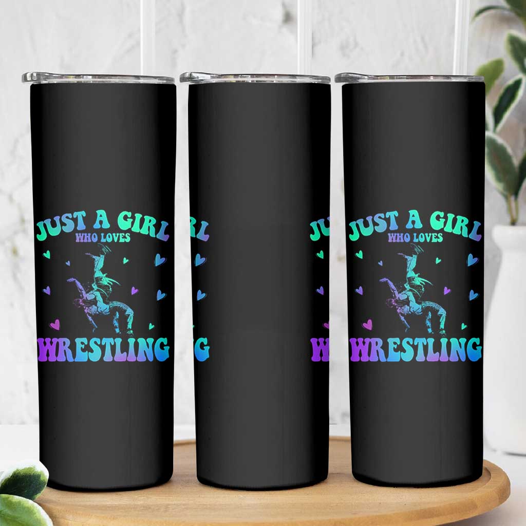 Just A Girl Who Loves Wrestling Skinny Tumbler Funny Wrestle Lover Wrestler - Wonder Print Shop