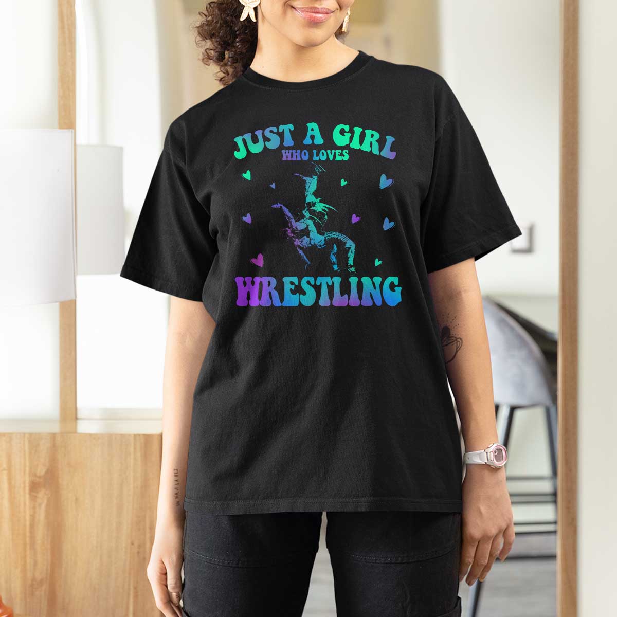 Just A Girl Who Loves Wrestling T Shirt For Women Funny Wrestle Lover Wrestler - Wonder Print Shop