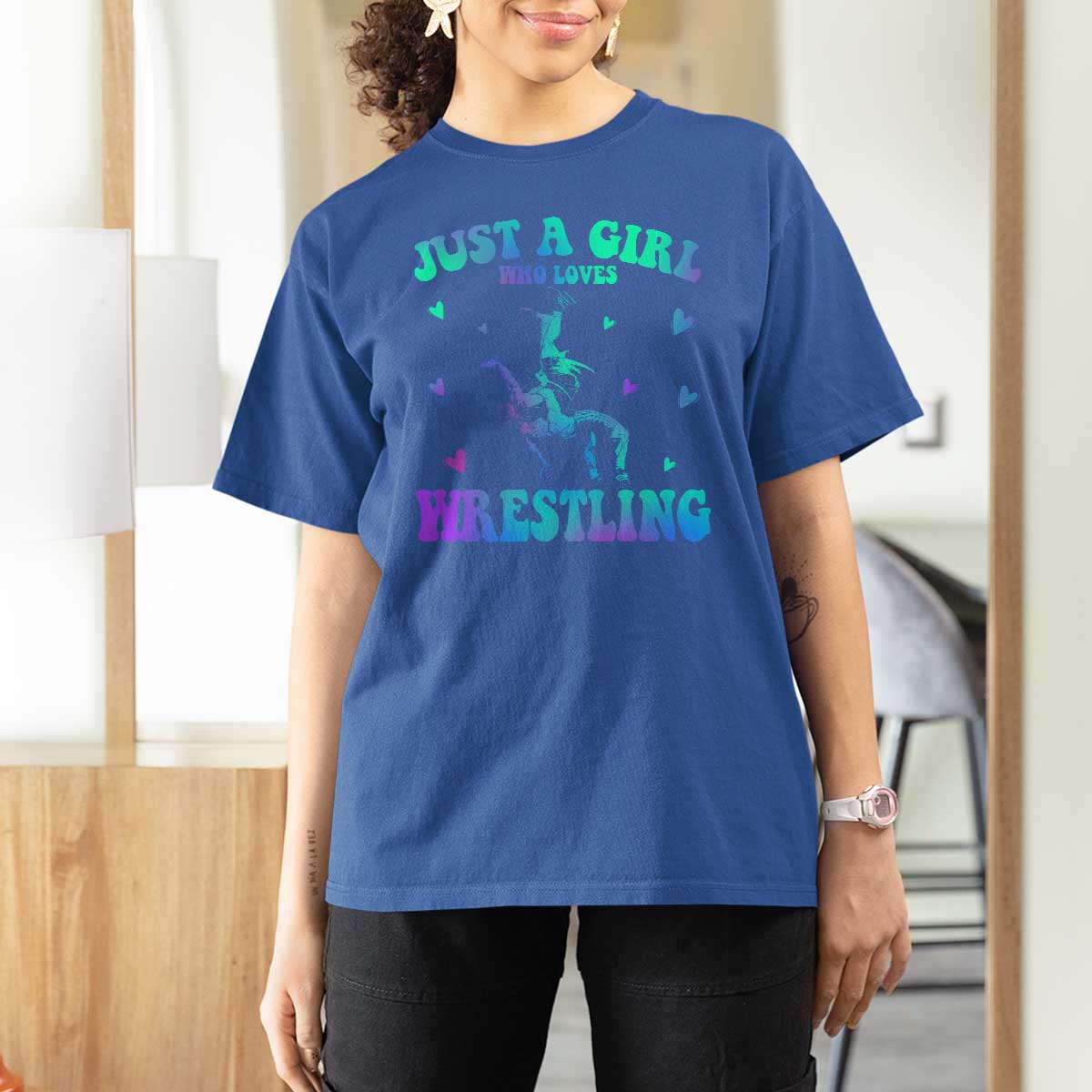 Just A Girl Who Loves Wrestling T Shirt For Women Funny Wrestle Lover Wrestler - Wonder Print Shop