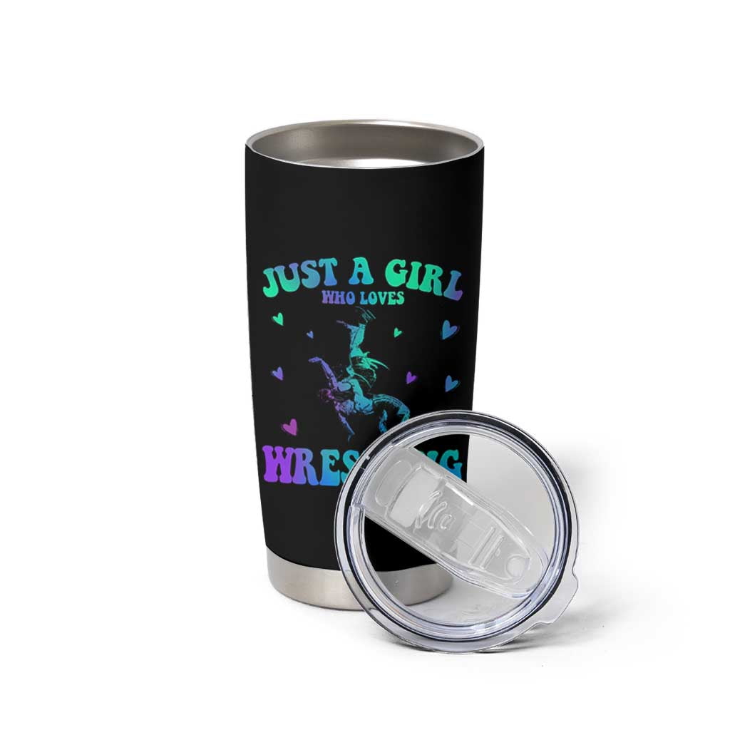 Just A Girl Who Loves Wrestling Tumbler Cup Funny Wrestle Lover Wrestler - Wonder Print Shop